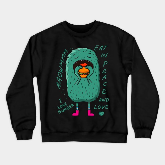 Burger Monster Crewneck Sweatshirt by Hmus